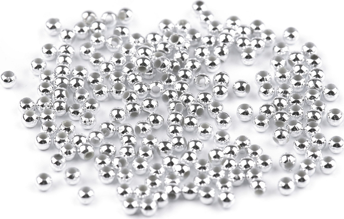 Plastové voskové korálky / perly Glance Ø3 mm Varianta: 2 stříbrná, Balení: 10 g