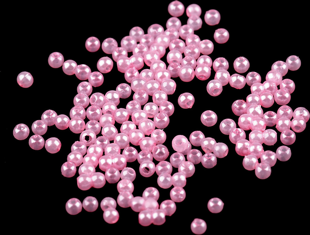 Plastové voskové korálky / perly Glance Ø3 mm Varianta: 15 růžová světlá, Balení: 10 g