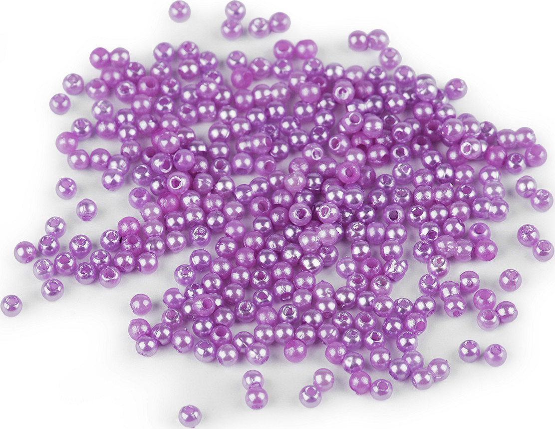 Plastové voskové korálky / perly Glance Ø3 mm Varianta: 26 fialová lila, Balení: 10 g