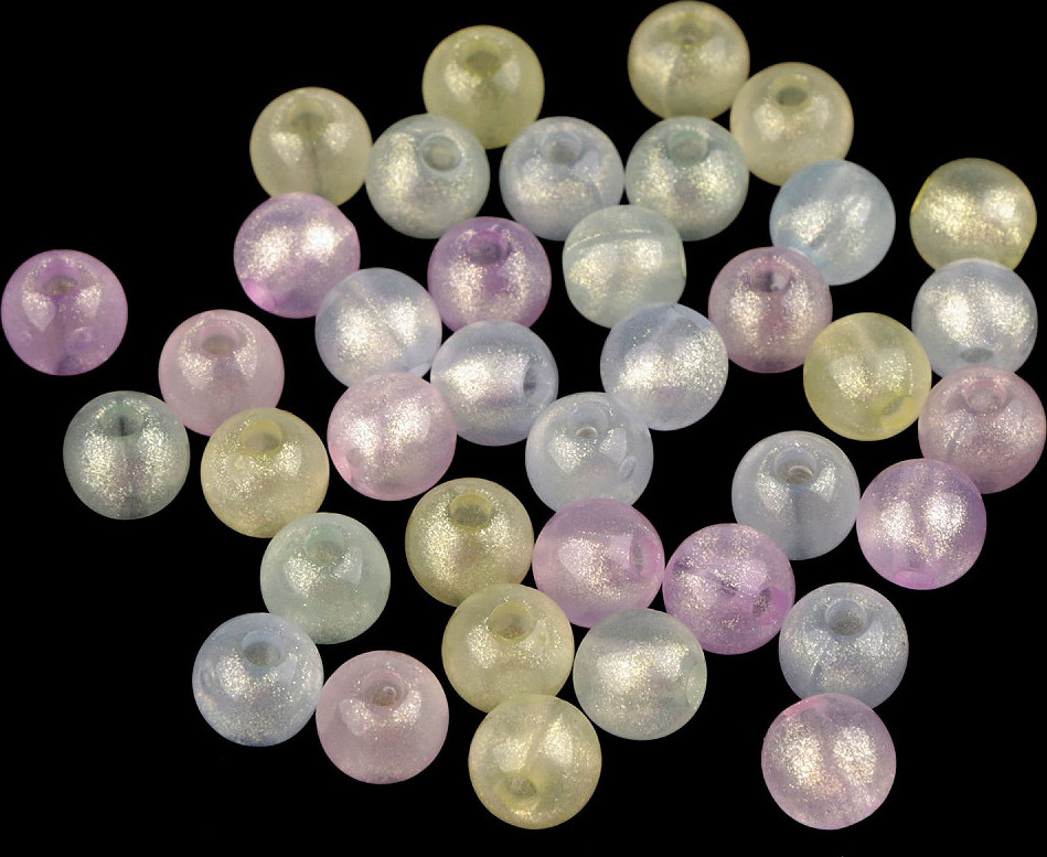 Plastové korálky perleťový AB frost efekt Ø8 mm Varianta: 3 mix pastelový AB, Balení: 20 g
