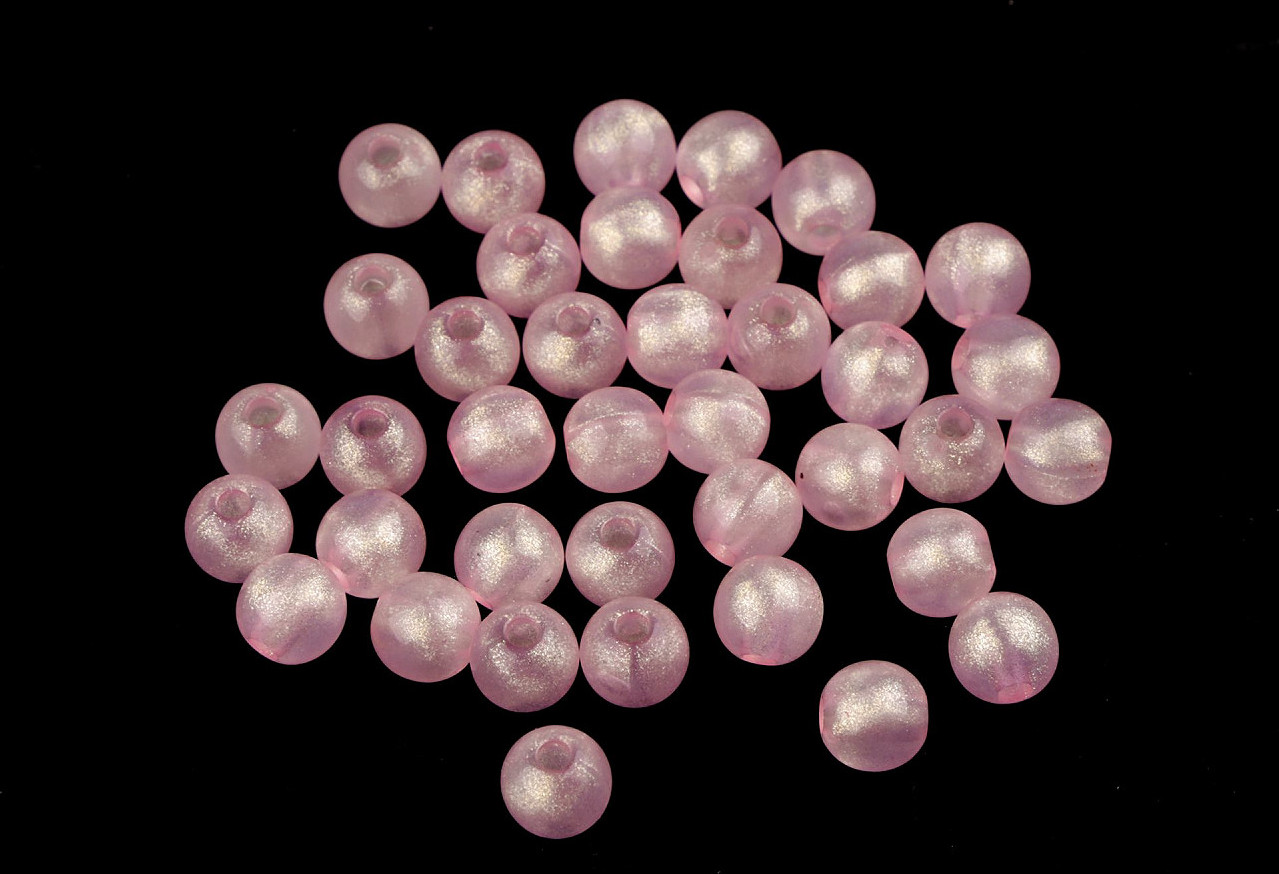 Plastové korálky perleťový AB frost efekt Ø8 mm Varianta: 2 růžová sv. AB, Balení: 20 g