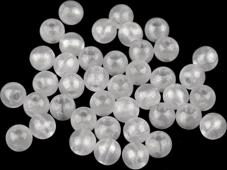 Plastové korálky perleťový AB frost efekt Ø8 mm Varianta: 1 bílá AB, Balení: 20 g