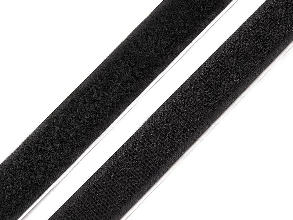 Suchý zip háček + plyš samolepicí šíře 20 mm Varianta: černá, Balení: 25 m