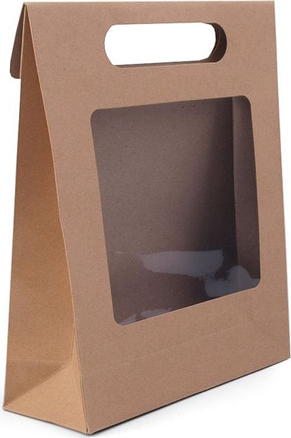 Papírová taška s průhledem 16x21 cm Varianta: hnědá přírodní, Balení: 50 ks