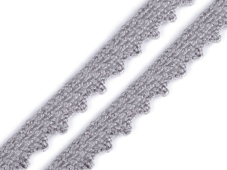 Bavlněná krajka paličkovaná šíře 10 mm Varianta: 7 šedá, Balení: 22.5 m