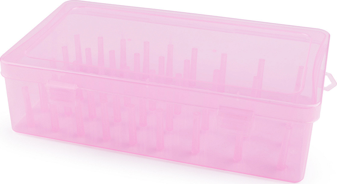 Plastový box na 42 ks nití Varianta: 2 růžová sv., Balení: 1 ks