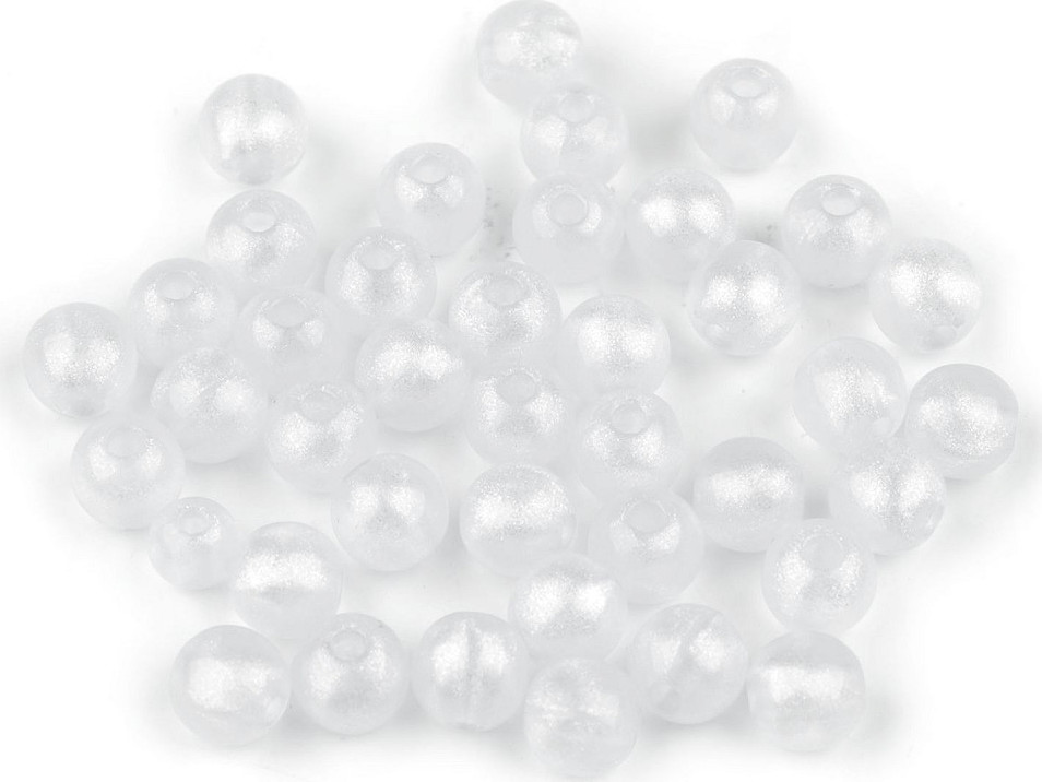 Plastové korálky perleťový AB frost efekt Ø10 mm Varianta: 1 bílá AB, Balení: 20 g
