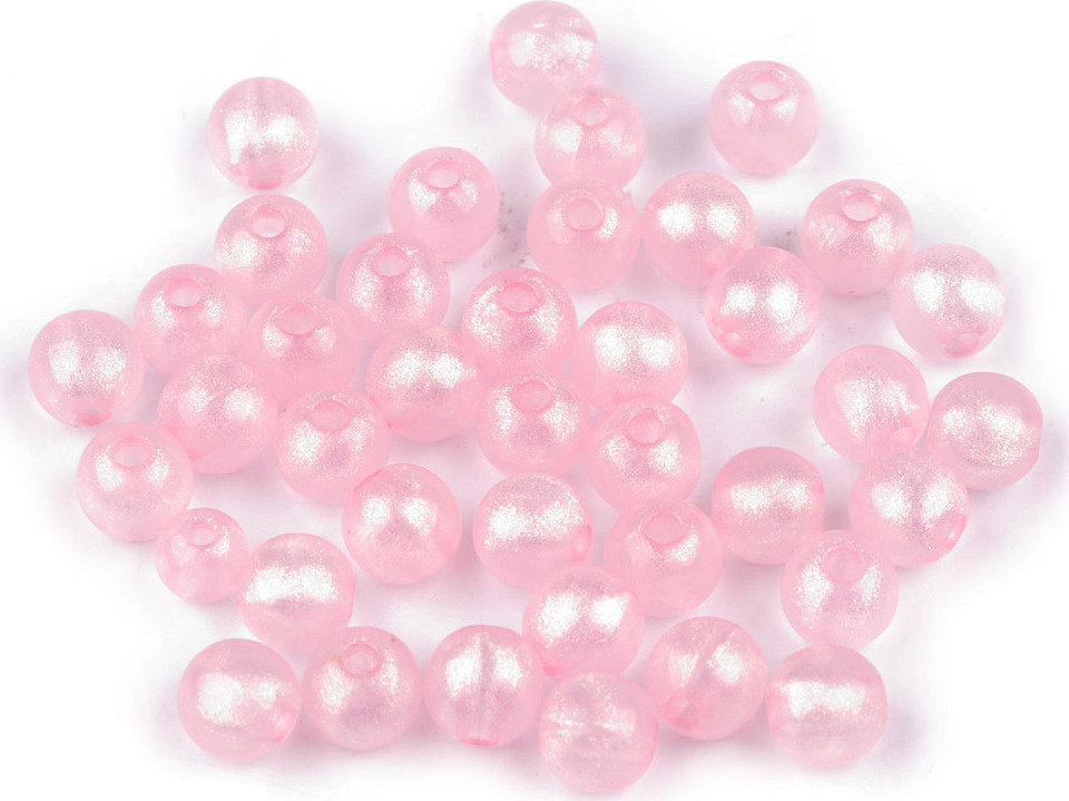 Plastové korálky perleťový AB frost efekt Ø10 mm Varianta: 2 růžová sv. AB, Balení: 20 g