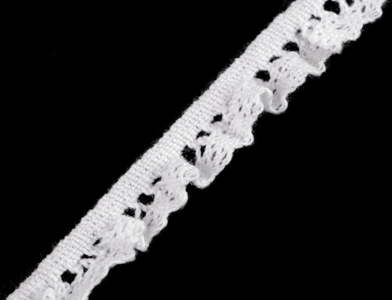 Bavlněná krajka / volánek šíře 10 mm paličkovaná elastická Varianta: 4 Off White, Balení: 22.5 m