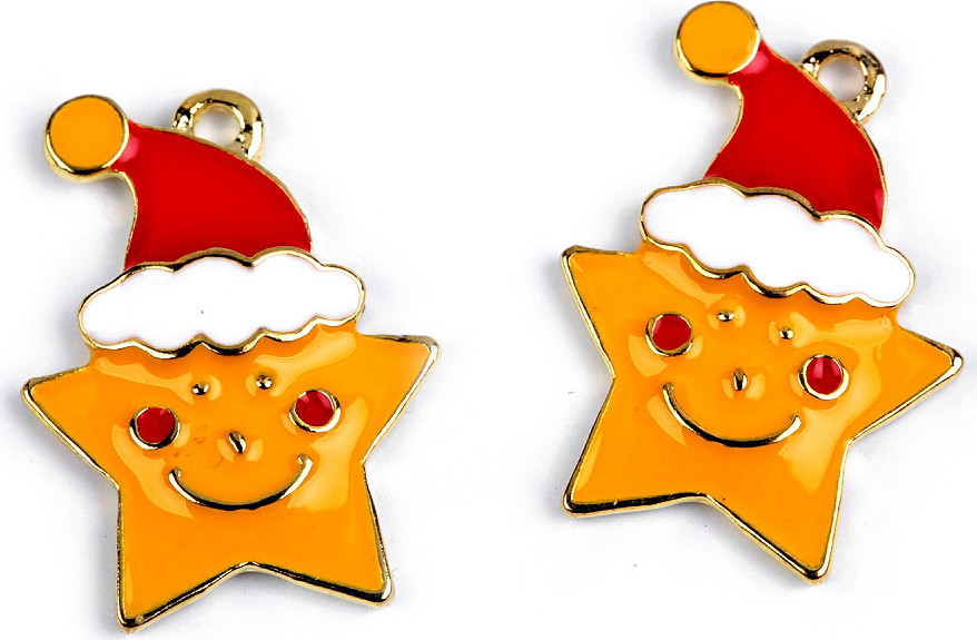 Přívěsek vánoční - hvězda, stromeček, sob Varianta: 1 zlatá hvězda, Balení: 2 ks
