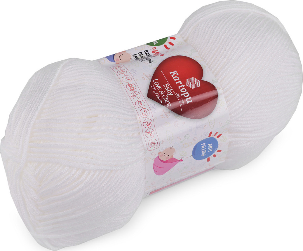 Pletací příze Baby Love a Care 100 g Varianta: 14 (010) bílá, Balení: 1 ks