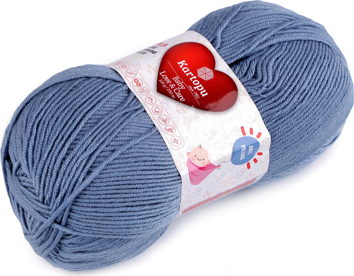 Pletací příze Baby Love a Care 100 g Varianta: 24 (644) modrá jeans, Balení: 1 ks