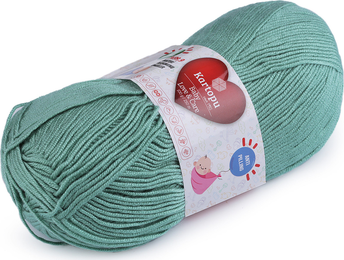 Pletací příze Baby Love a Care 100 g Varianta: 28 (493) zelenkavá, Balení: 1 ks