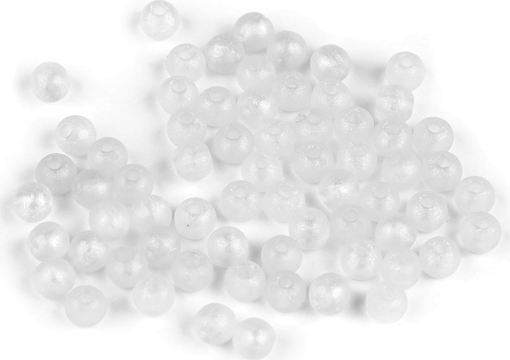 Plastové korálky perleťový AB frost efekt Ø6 mm Varianta: 1 bílá AB, Balení: 20 g