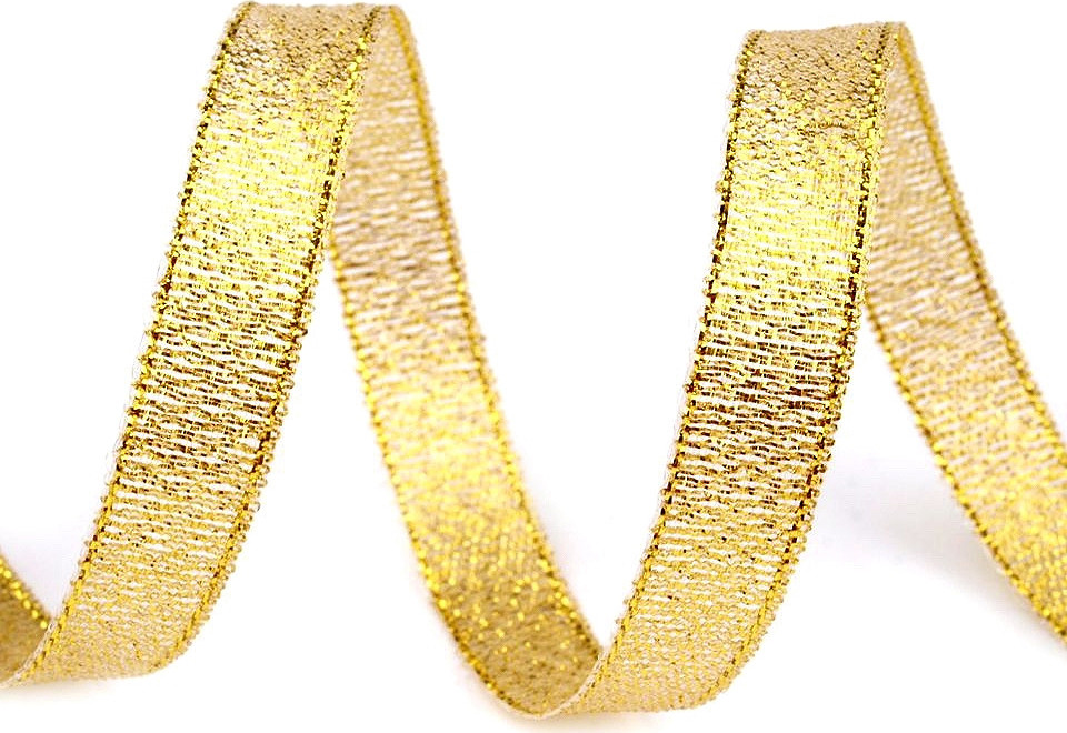 Brokátová stuha šíře 10 mm s lurexem, vánoční Varianta: 1 zlatá, Balení: 22.5 m