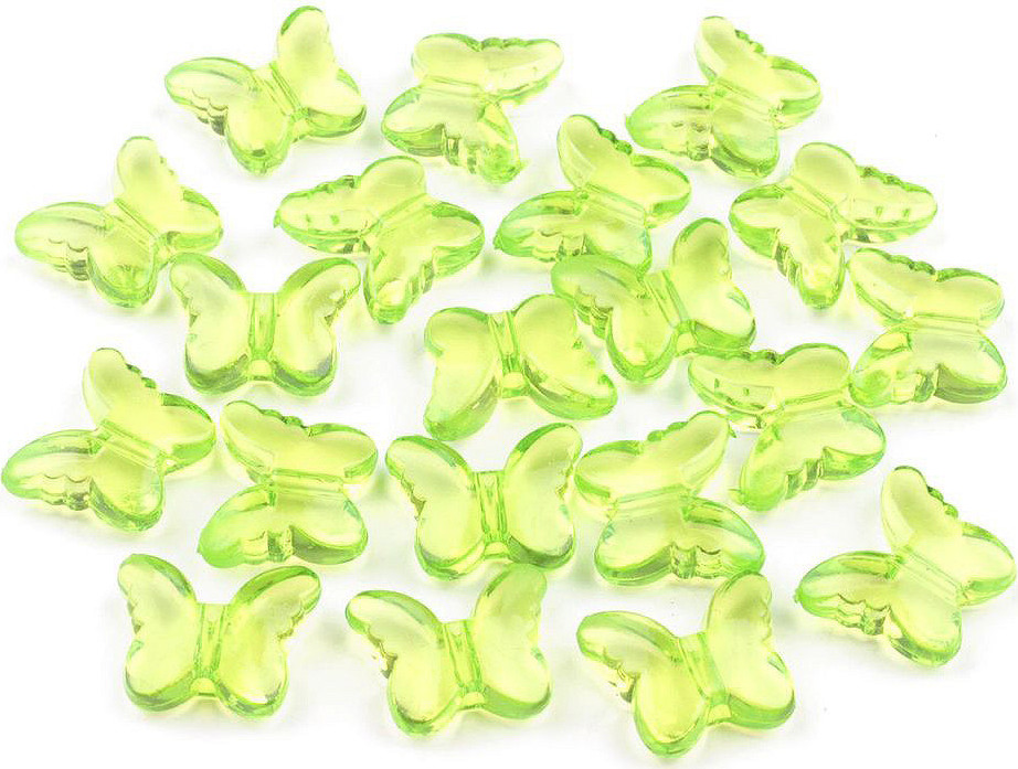 Plastové korálky motýl 15x18 mm Varianta: 3 zelená sv., Balení: 20 ks