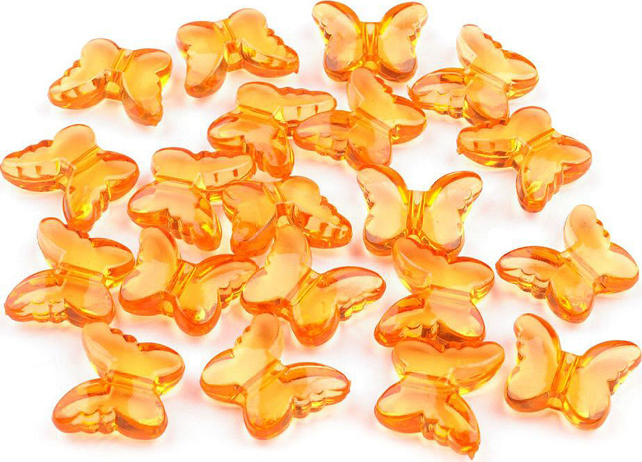 Plastové korálky motýl 15x18 mm Varianta: 5 oranžová, Balení: 20 ks