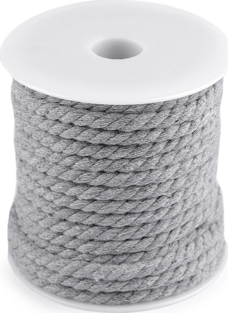 Bavlněná šňůra kroucená Ø5 mm macrame Varianta: 4 šedá světlá, Balení: 15 m