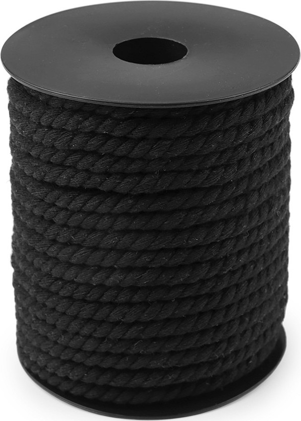 Bavlněná šňůra kroucená Ø5 mm macrame Varianta: 5 černá, Balení: 15 m