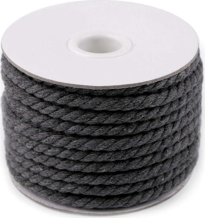 Bavlněná šňůra kroucená Ø5 mm macrame Varianta: 7 šedá tmavá, Balení: 15 m