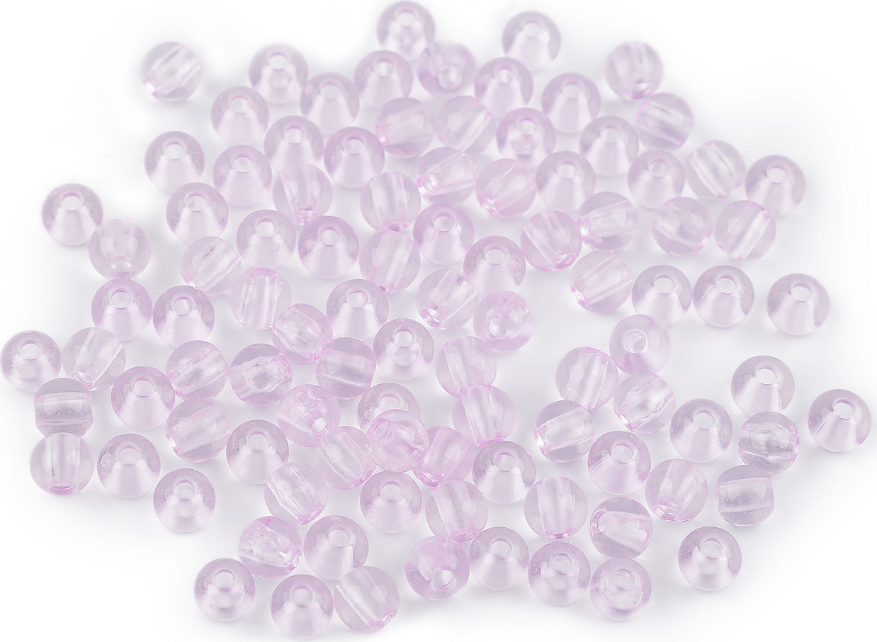 Plastové korálky Transparent Ø6 mm Varianta: 13 růžová, Balení: 20 g