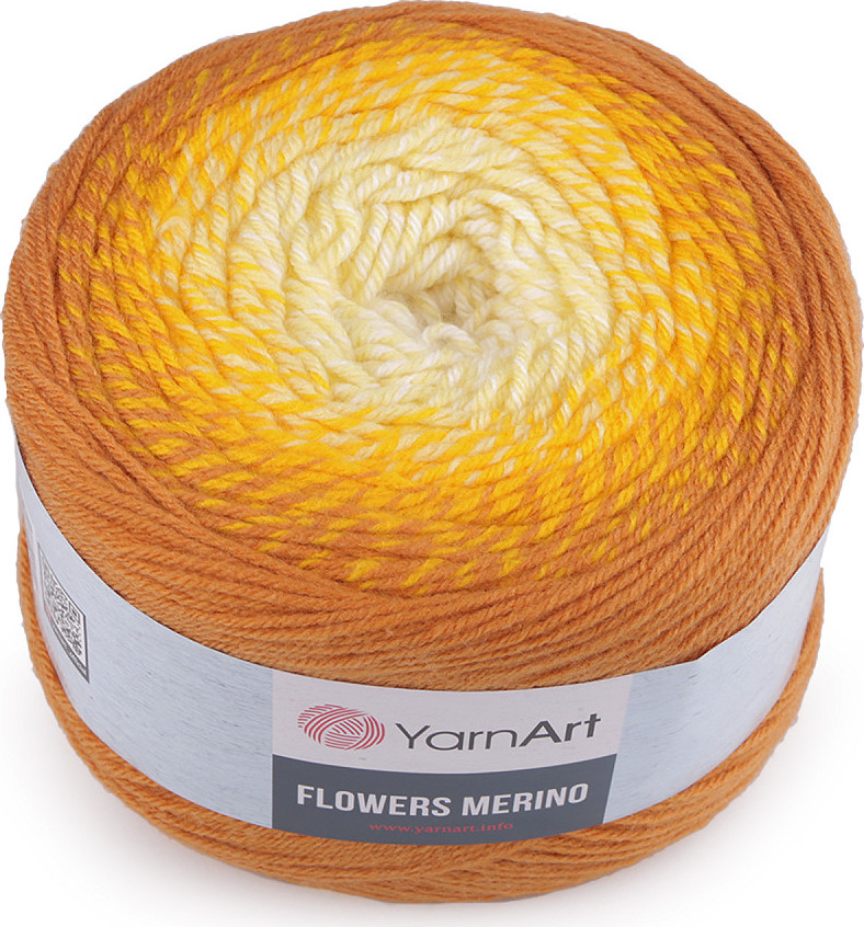 Pletací příze Flowers merino 225 g Varianta: 552 béžová tm. žlutá, Balení: 1 ks