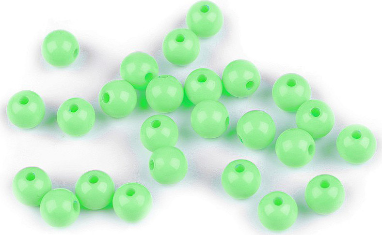 Plastové korálky Color Ø8 mm Varianta: 6 zelená past.sv., Balení: 7 g