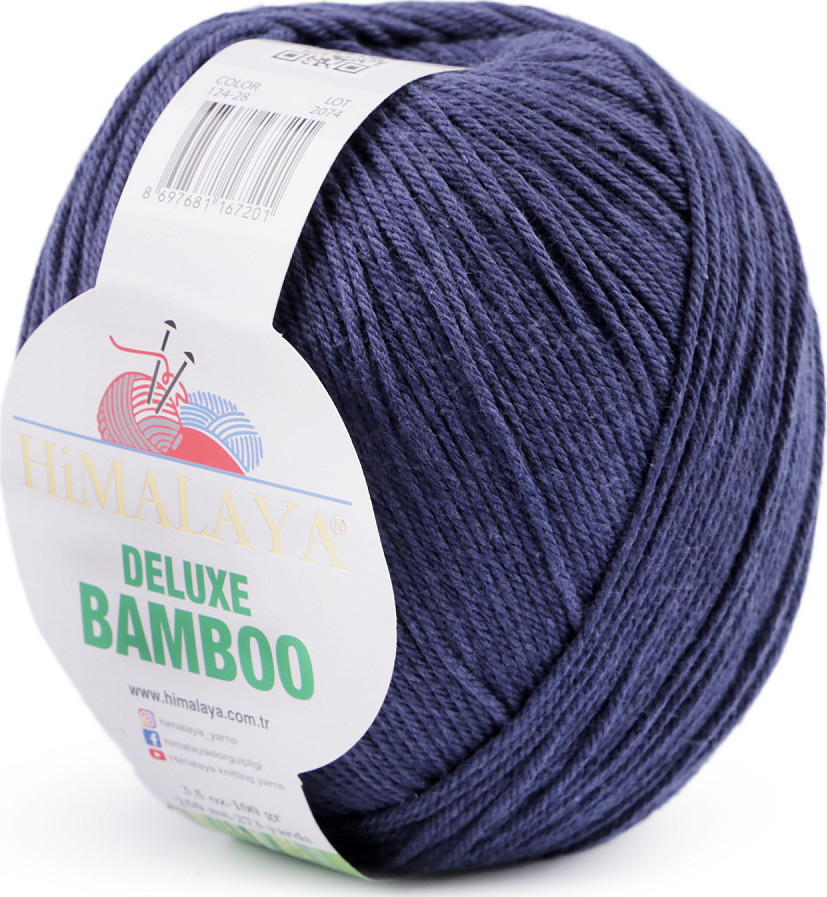 Pletací příze Deluxe Bamboo 100 g Varianta: 10 (28) modrá tmavá, Balení: 1 ks