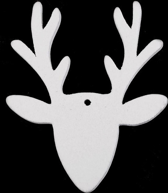 Dřevěné dekorace vánoční vločka, hvězda, stromeček, zvoneček, koník, sob k zavěšení / k nalepení Varianta: 8 bílá sob, Balení: 6 ks