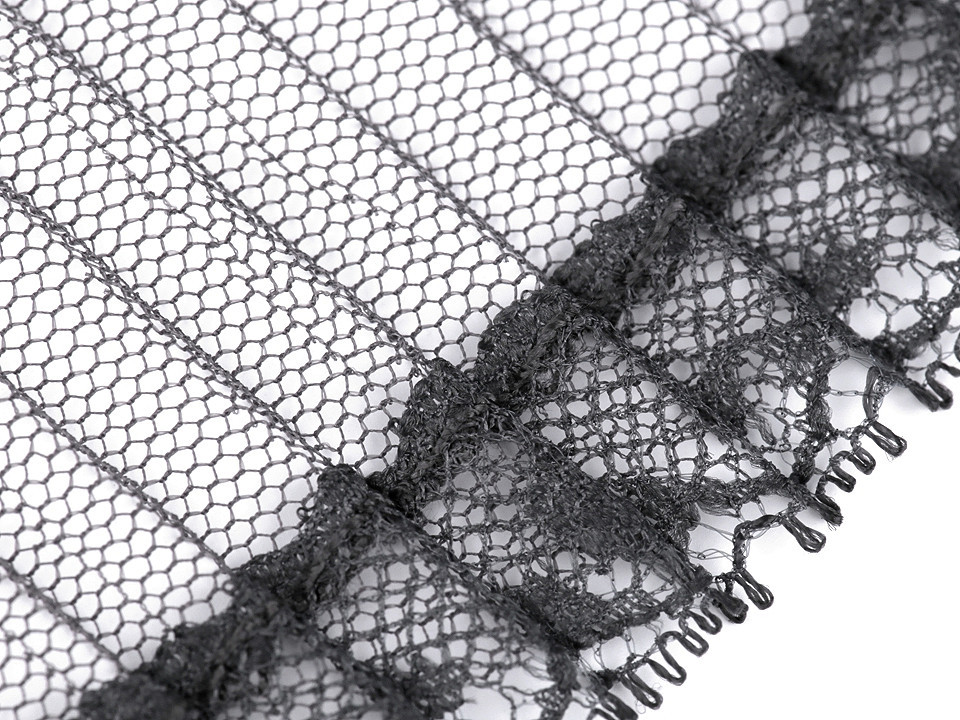 Prýmek monofilový plisovaný šíře 90 mm Varianta: šedá, Balení: 13.5 m