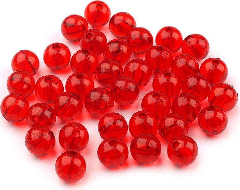 Plastové korálky Transparent Ø8 mm Varianta: 1 červená jahoda, Balení: 20 g