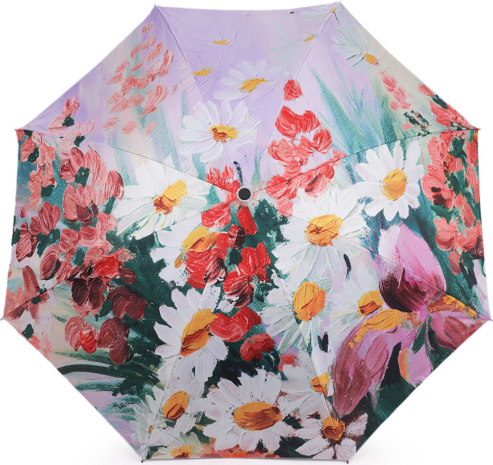 Dámský skládací deštník malované květy Varianta: 1 fialová sv., Balení: 1 ks