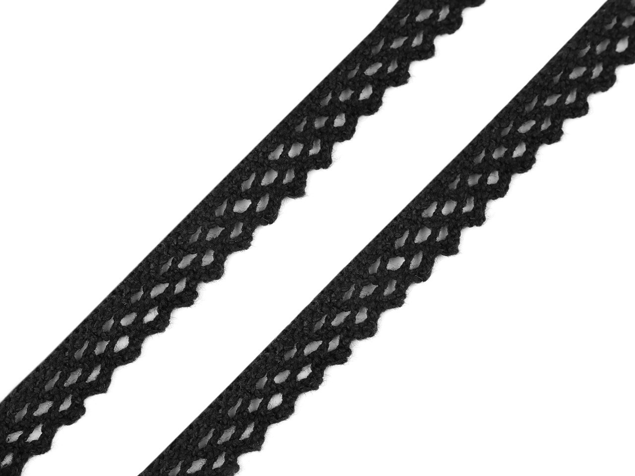 Bavlněná krajka paličkovaná šíře 12 mm Varianta: 6 černá, Balení: 5 m