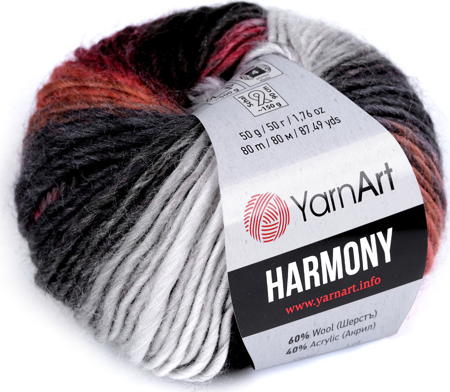 Pletací příze Harmony 50 g Varianta: 6 (A-8) šedá, Balení: 1 ks