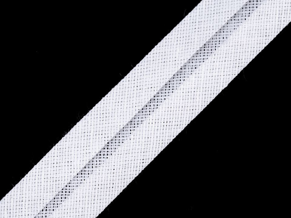 Šikmý proužek bavlněný šíře 20 mm zažehlený Varianta: 2 / 1 bílá, Balení: 1 m