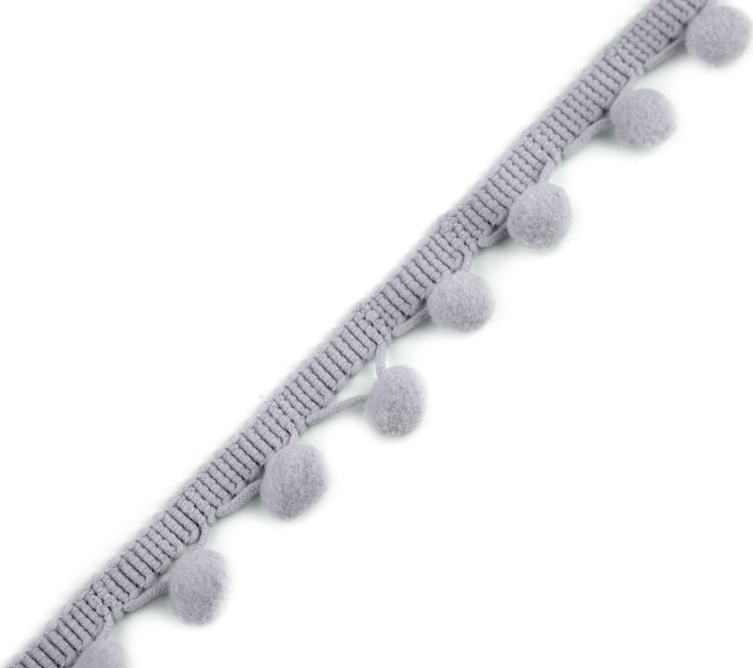 Prýmek šíře 20 mm s bambulkami Ø10 mm Varianta: 14 šedá, Balení: 13.5 m