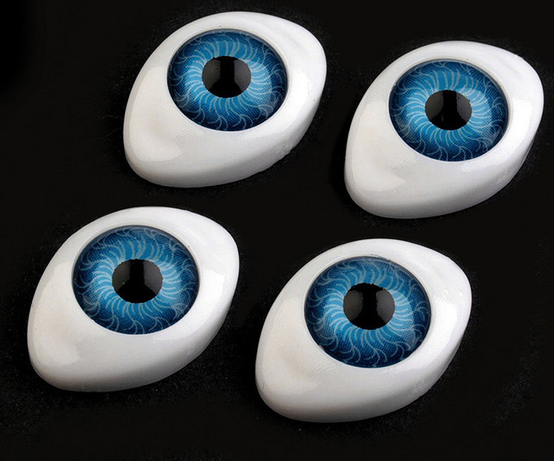 Plastové oči k nalepení 16x23 mm Varianta: 1 modrá, Balení: 6 ks