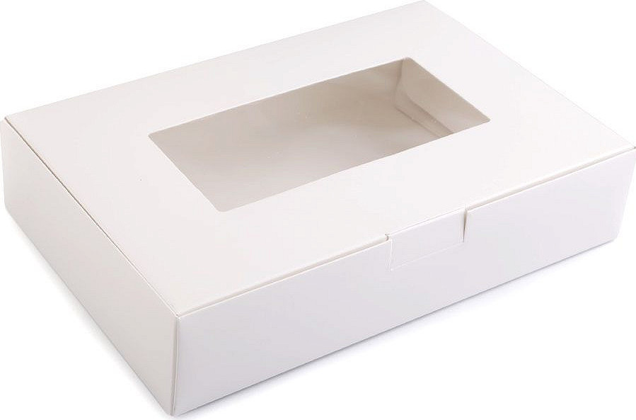 Papírová krabice s průhledem Varianta: 1 bílá, Balení: 10 ks