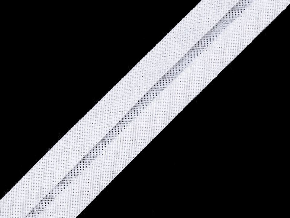 Šikmý proužek bavlněný šíře 16 mm zažehlený Varianta: 2 / 1 bílá, Balení: 49 m