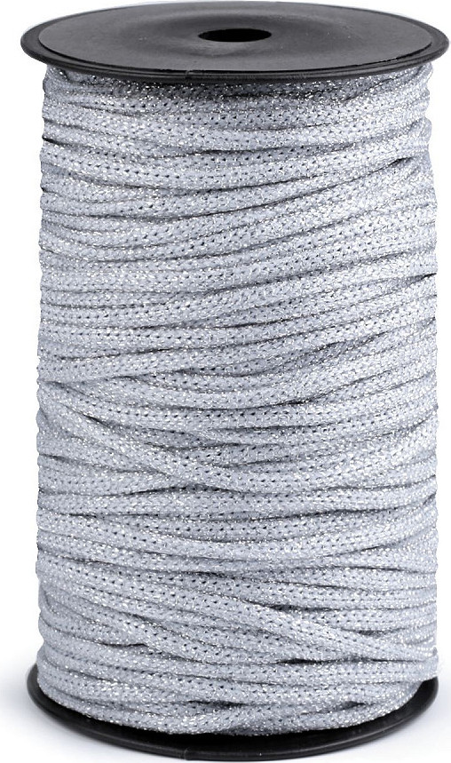 Oděvní a dekorační šňůra s lurexem Ø6 mm Varianta: 1 šedá světlá stříbrná, Balení: 1 m