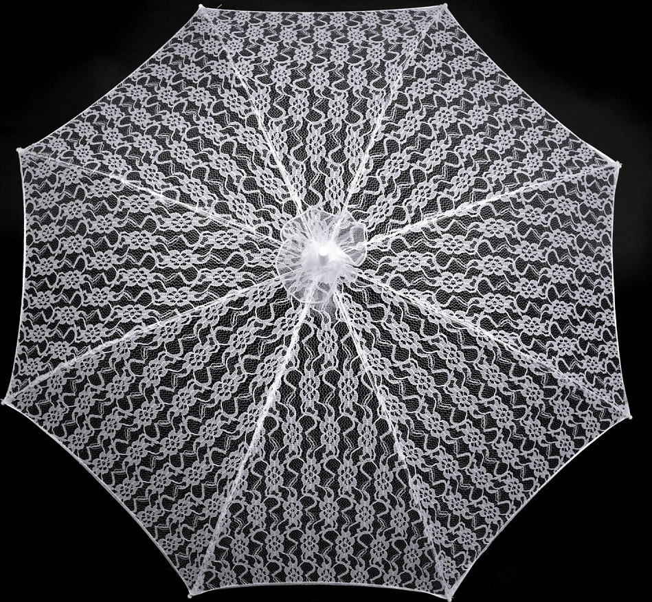 Svatební krajkový deštník k focení Varianta: bílá, Balení: 1 ks
