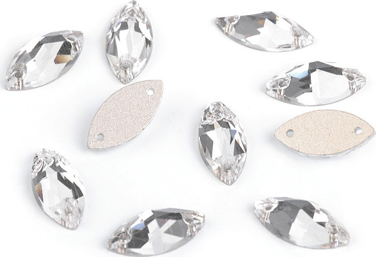 Broušené kamínky naveta našívací Varianta: crystal, Balení: 63 ks