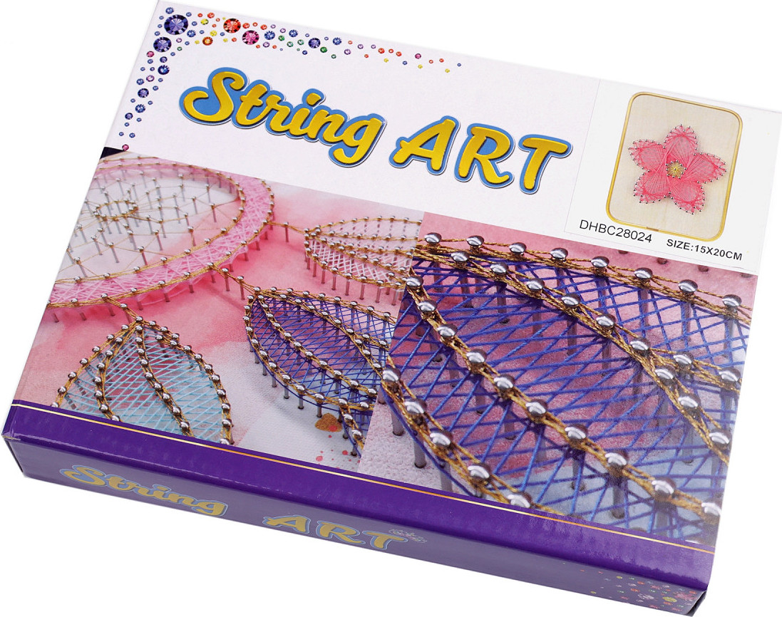 Kreativní sada String Art - tvoříme se šnůrkami 15x20 cm Varianta: 2 viz foto květ, Balení: 1 sada