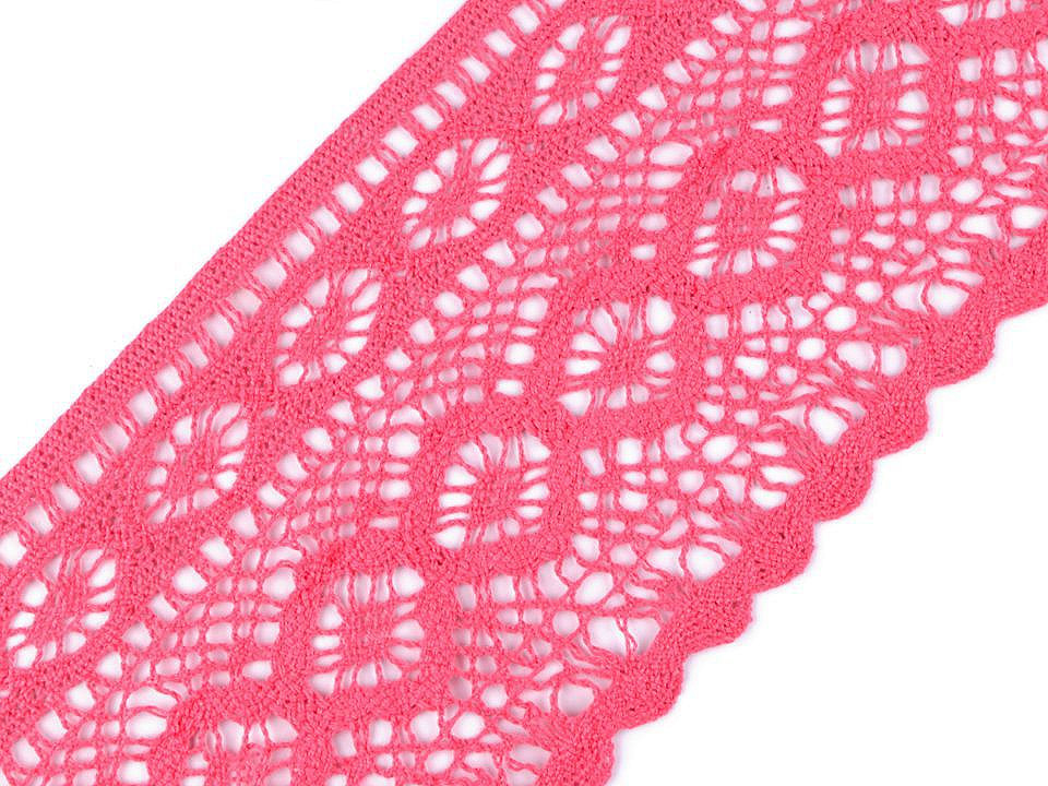 Bavlněná krajka paličkovaná šíře 12,5 cm Varianta: 3 růžová korálová, Balení: 13 m