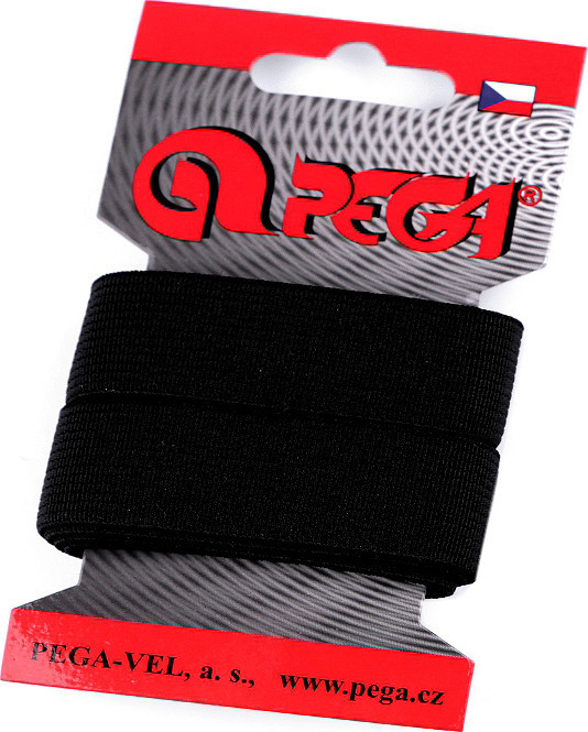 Hladká pruženka na kartě šíře 20 mm barevná Varianta: 7 (7001) černá, Balení: 1 karta