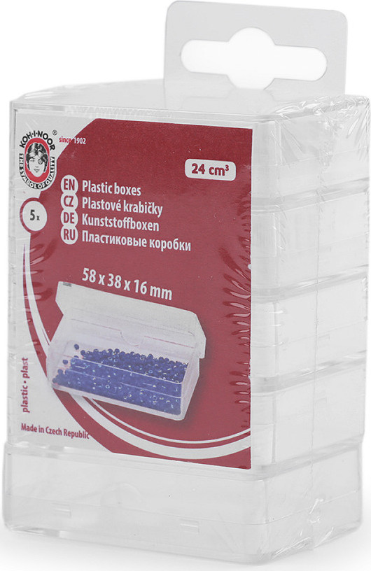 Plastové krabičky 3,8x5,8x1,6 cm Varianta: transparent, Balení: 30 ks