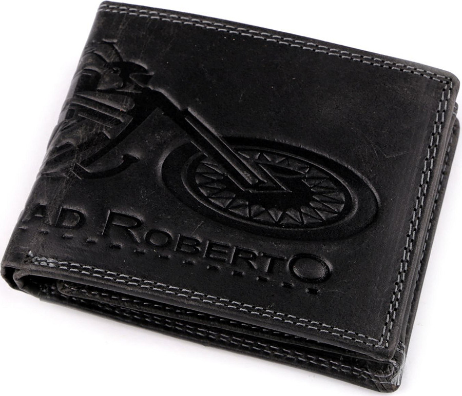 Pánská peněženka kožená pro myslivce, rybáře, motorkáře 9,5x12 cm Varianta: 26 černá motorka, Balení: 1 ks