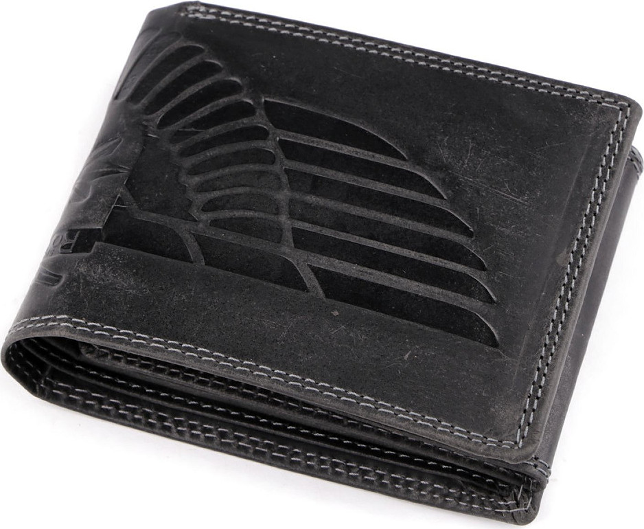 Pánská peněženka kožená pro myslivce, rybáře, motorkáře 9,5x12 cm Varianta: 28 černá křídlo, Balení: 1 ks