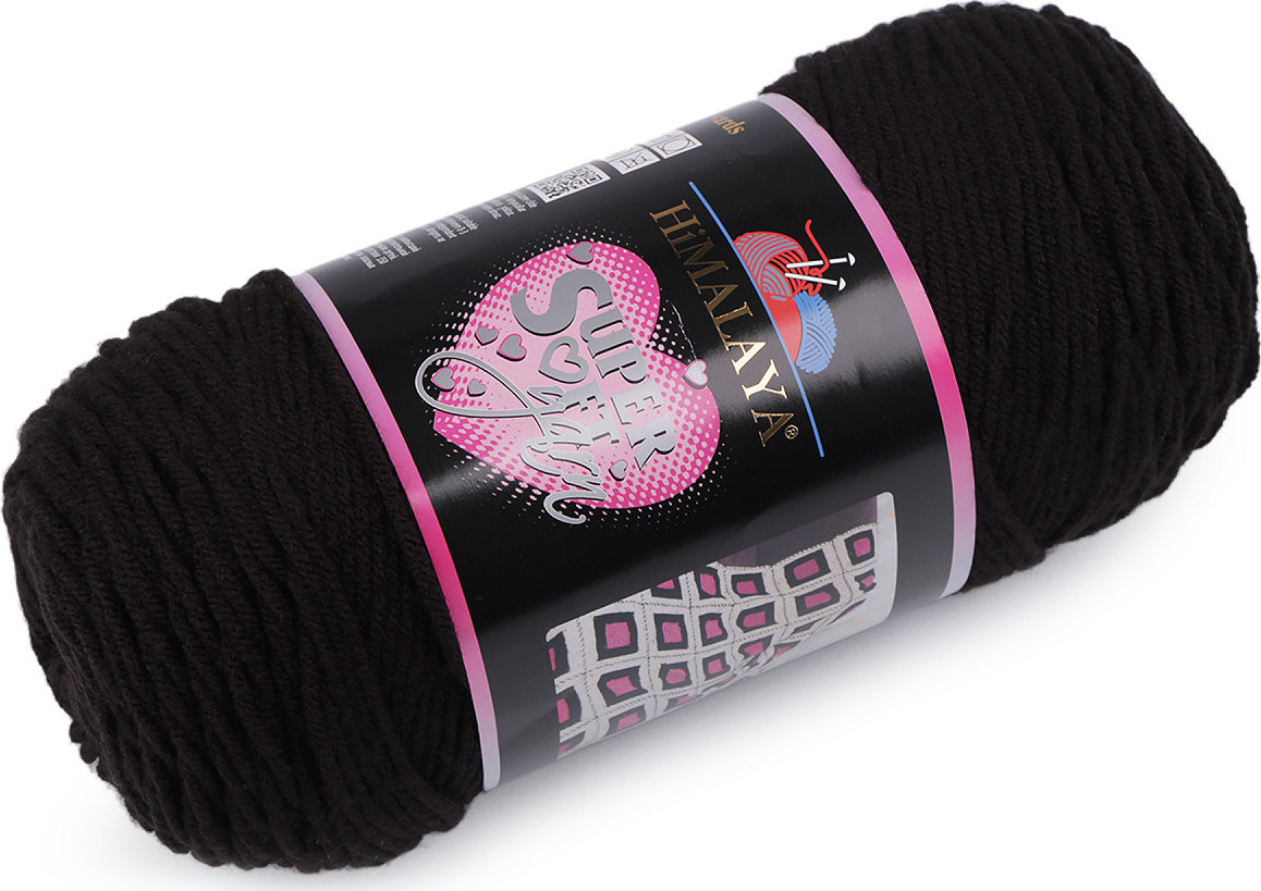 Pletací příze Super Soft Yarn 200 g Varianta: 9 (80808) černá, Balení: 1 ks