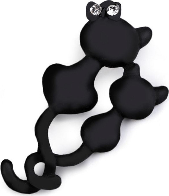 Brož s broušenými kamínky pes, kočky Varianta: 2 černá kočka, Balení: 1 ks